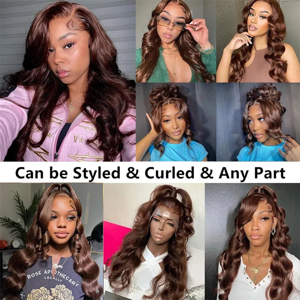 8Pcs #2 Dark Brown Body Wave Hair Clip In Hair Extensions Human Hair 100% Unprocessed Brazilian Remy Virgin Human Hair For Women