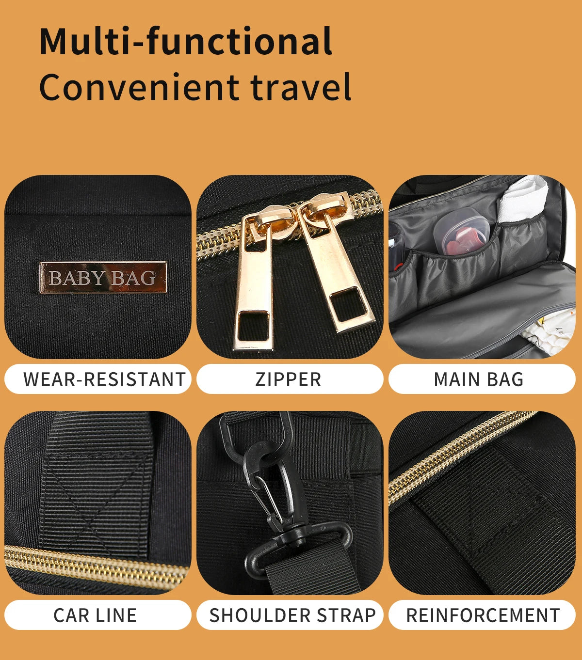 Single large-capacity baby cross-body diaper bag, mom bag, baby diaper bag handbag, large-capacity shoulder-back wide-opening tr