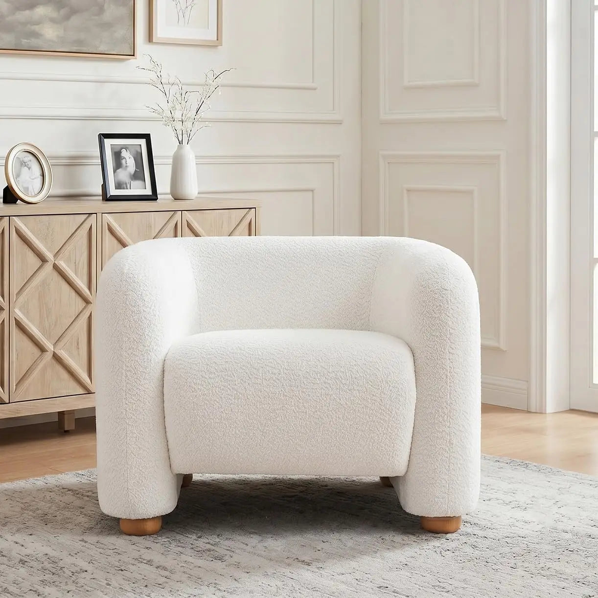 40" Modern Accent Chair Reading Chair Oversized Barrel Chairs for Living Room Bedroom Apartment (1, Khaki), Customized