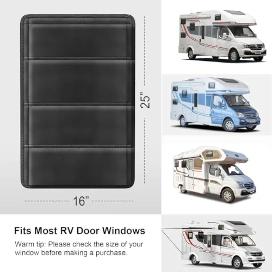 RV Door Window Shade Cover - Magnetic Blackout Window Cover with UV Protection and Privacy for RV Windows 25 x 16 in Foldable W