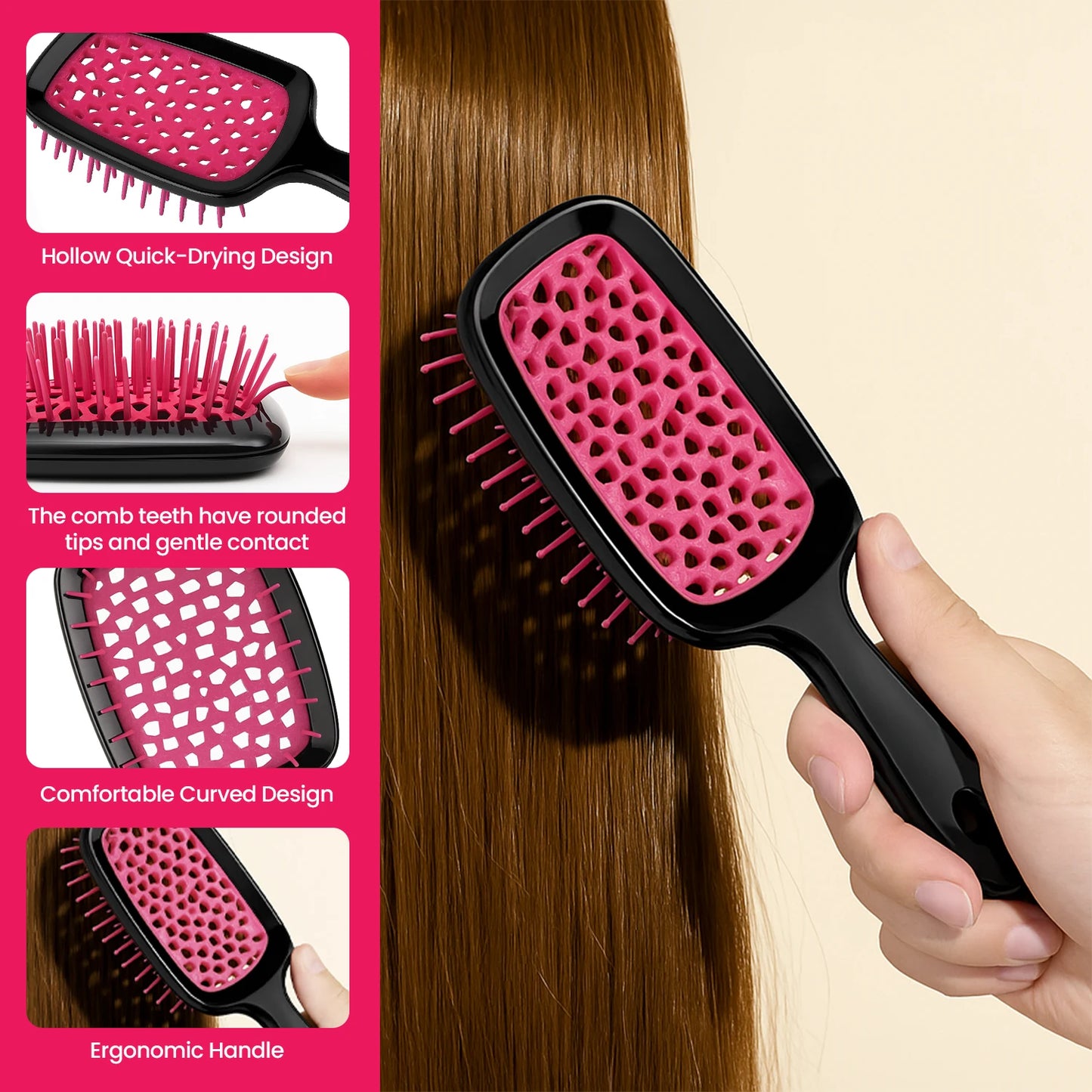 Detangling Hair Brush-Gentle Tangle Release, Reduced Dreakage, Decreases hair drying time,Easy-to-Clean, Ultra Light,Soft Bristl