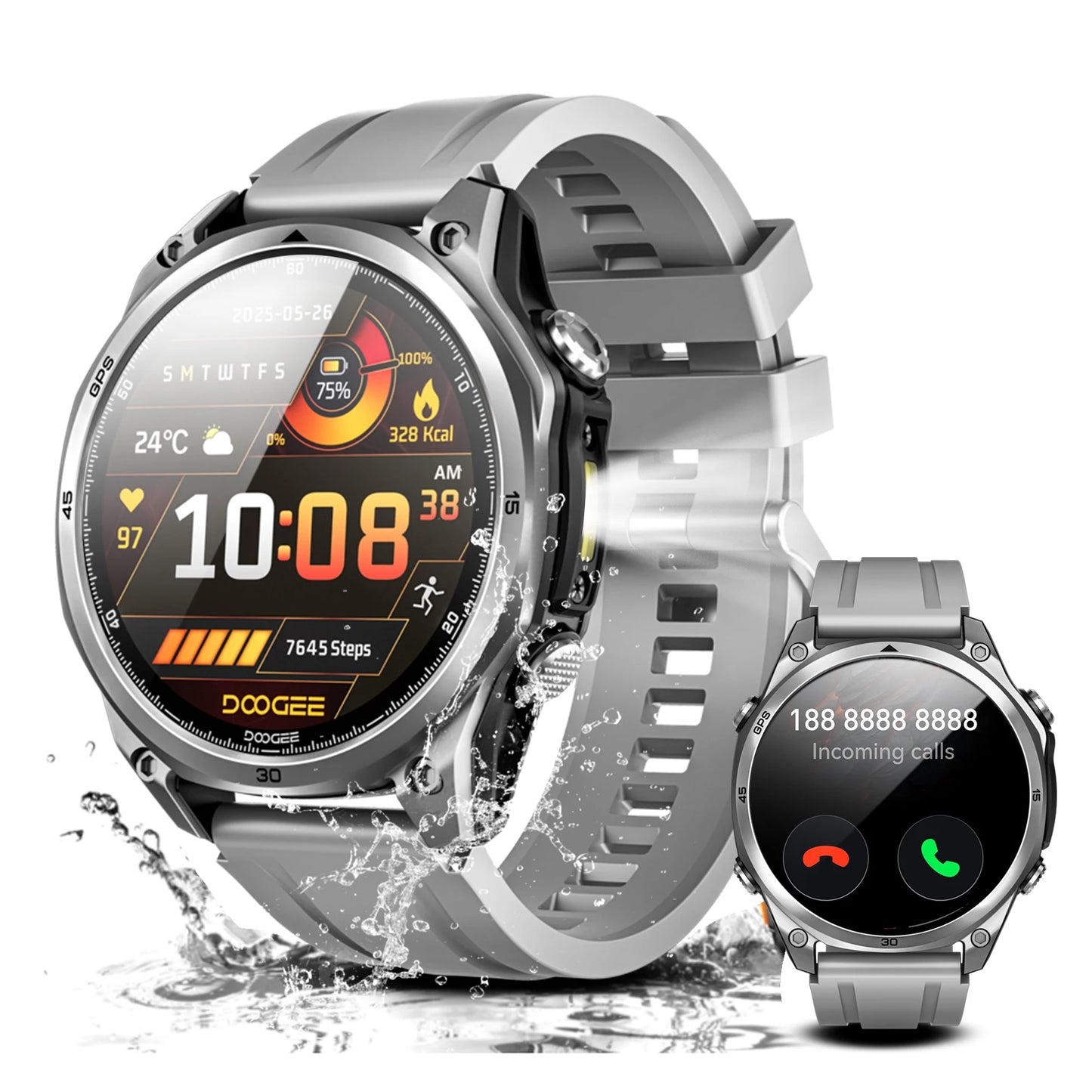 DOOGEE ANYWISE W1 Smart Watch 5ATM Water Resistance 178 Sports Modes 24h-Health Monitoring Dual-frequency GPS Reminder function