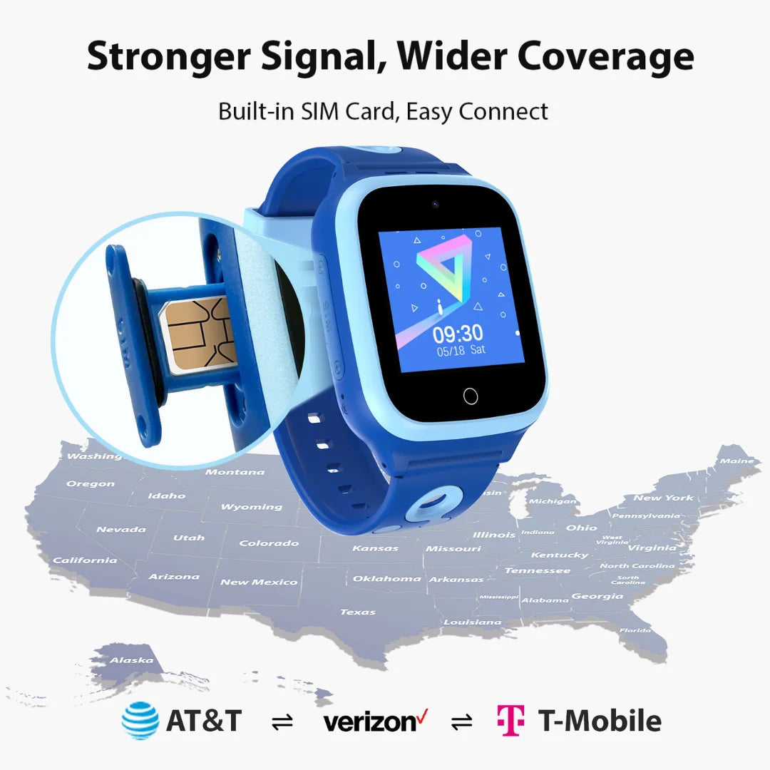 4G Smart Watch for Kids, GPS Location Video Call Voice Chat Waterproof Kids Watch with SIM Card with 30-Day Free Unlimited Plan Best Gift for Child