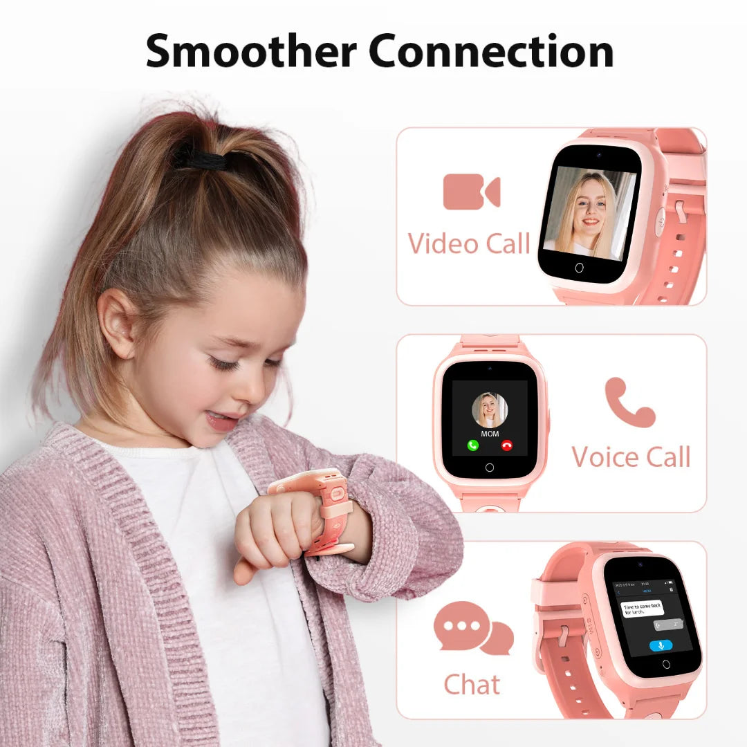 4G Smart Watch for Kids, GPS Location Video Call Voice Chat Waterproof Kids Watch with SIM Card with 30-Day Free Unlimited Plan Best Gift for Child