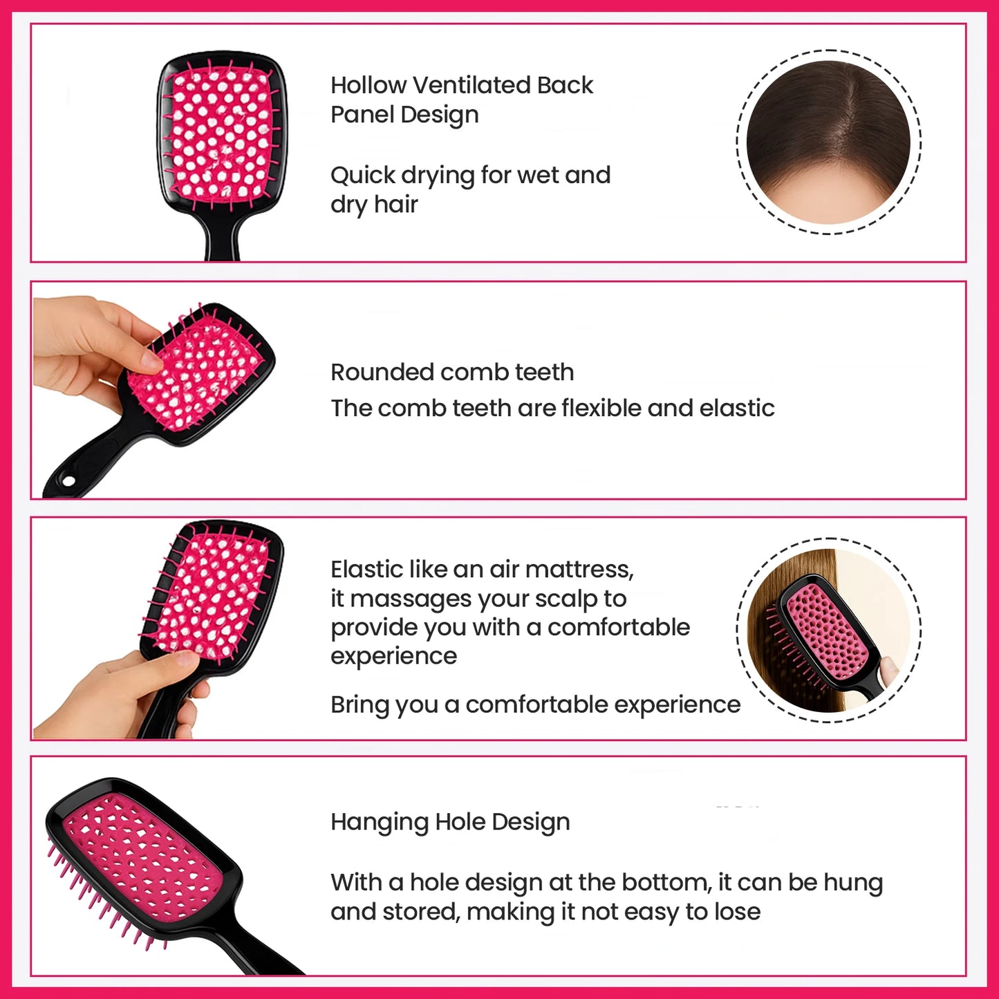 Detangling Hair Brush-Gentle Tangle Release, Reduced Dreakage, Decreases hair drying time,Easy-to-Clean, Ultra Light,Soft Bristl