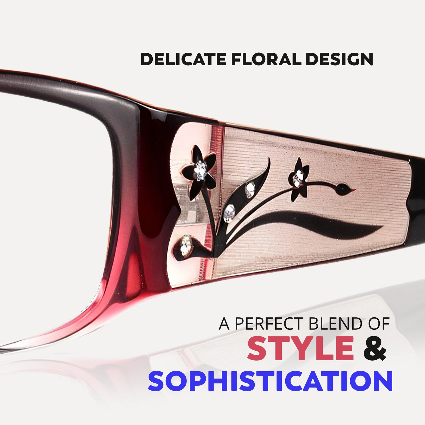EYEBOGO Kaylee Burgundy Women Reading Glasses Rectangle Classic Frame Readers Eyeglasses with Diopter +1.00 to +6.00