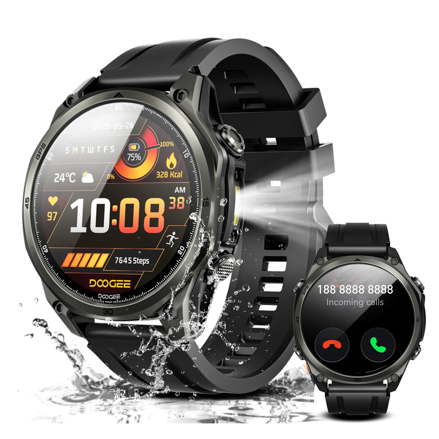 DOOGEE ANYWISE W1 Smart Watch 5ATM Water Resistance 178 Sports Modes 24h-Health Monitoring Dual-frequency GPS Reminder function