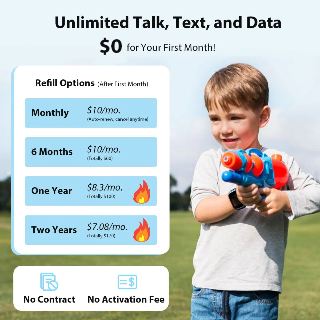 4G Smart Watch for Kids, GPS Location Video Call Voice Chat Waterproof Kids Watch with SIM Card with 30-Day Free Unlimited Plan Best Gift for Child