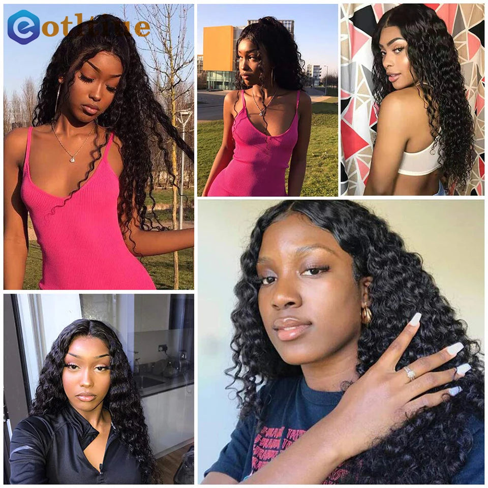 Indian Real Human Hair Water Wave Clip-in Extensions Deep Curly Brazilian Virgin Remy 8Pcs 120g Loose Deep Wave for Women Thick