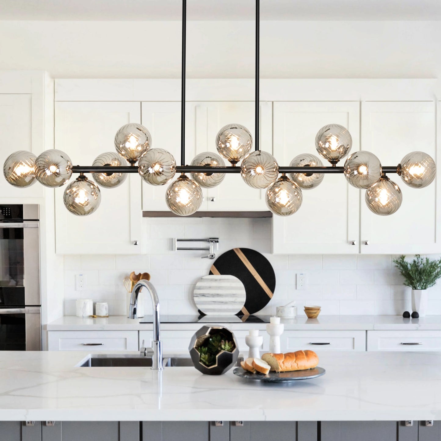 Mid Century Modern Chandelier 16-Lights Sputnik Chandelier 54in Chandelies for Dining Room Kitchen Isalnd Lighting
