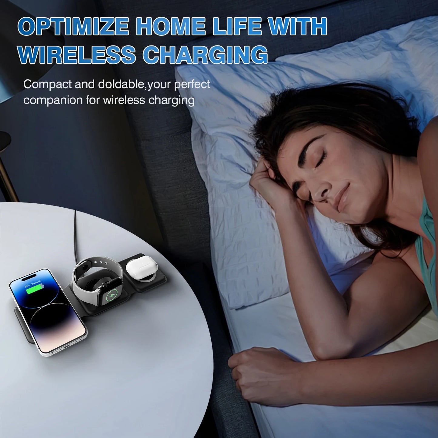 15W Magnetic Wireless Chargers 3 in 1 Foldable Phone Charge Dock Fast Charg Travel for Apple Watch IPhone 14/13/12/11/X AirPods