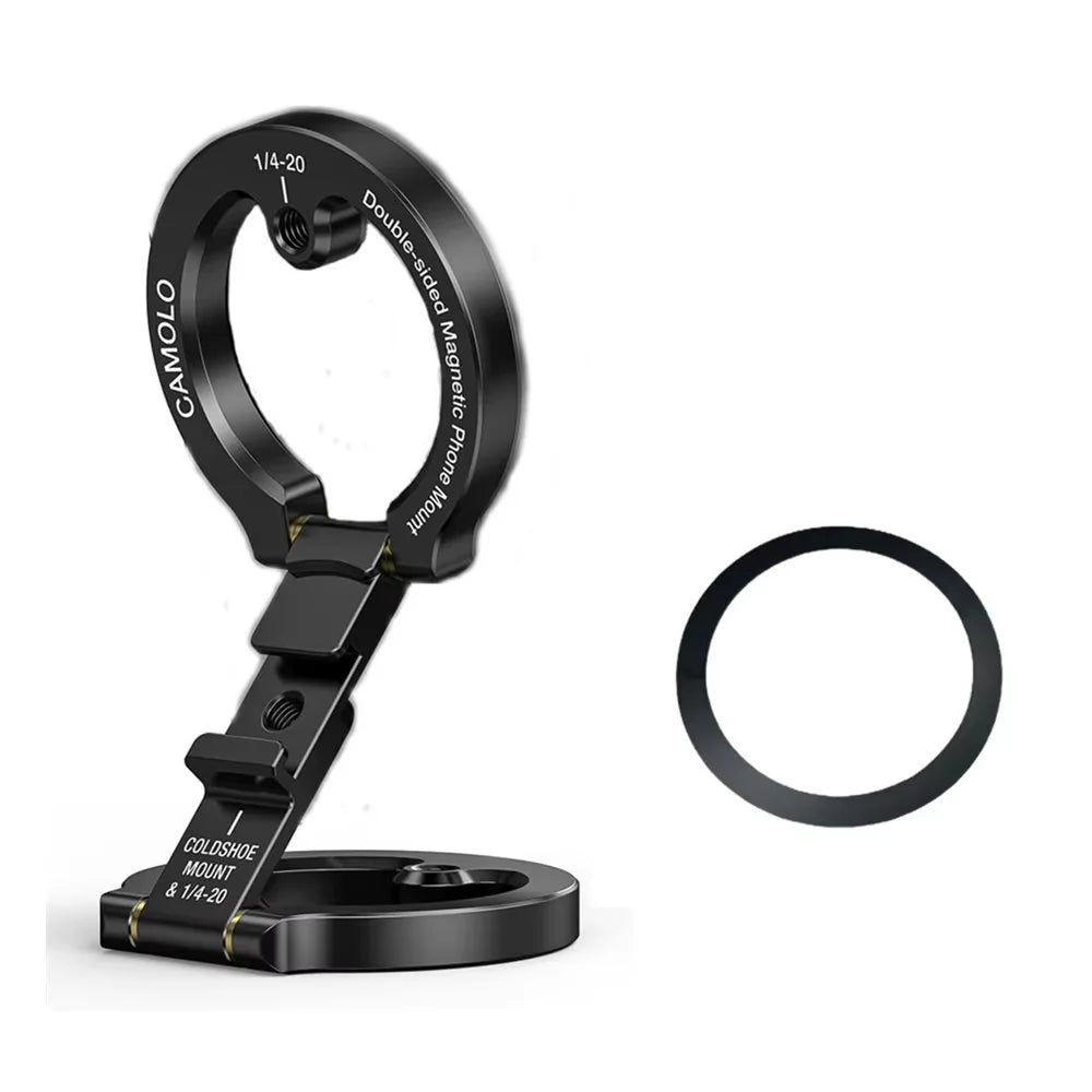 CAMOLO Dual Magnetic Phone Holder For Travel Gym Magsafe Phone Stand for iPhone Android with 1/4" Screw Tripod Mount for Tropod