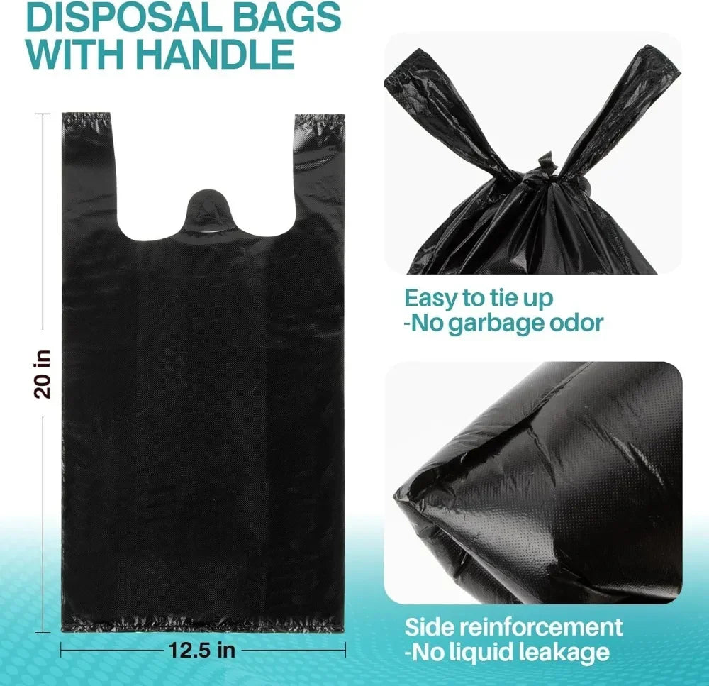 35 Pack 4 Gallon Trash Bags with Handle, Strong Black Garbage Bags for Kitchen Bathroom Office