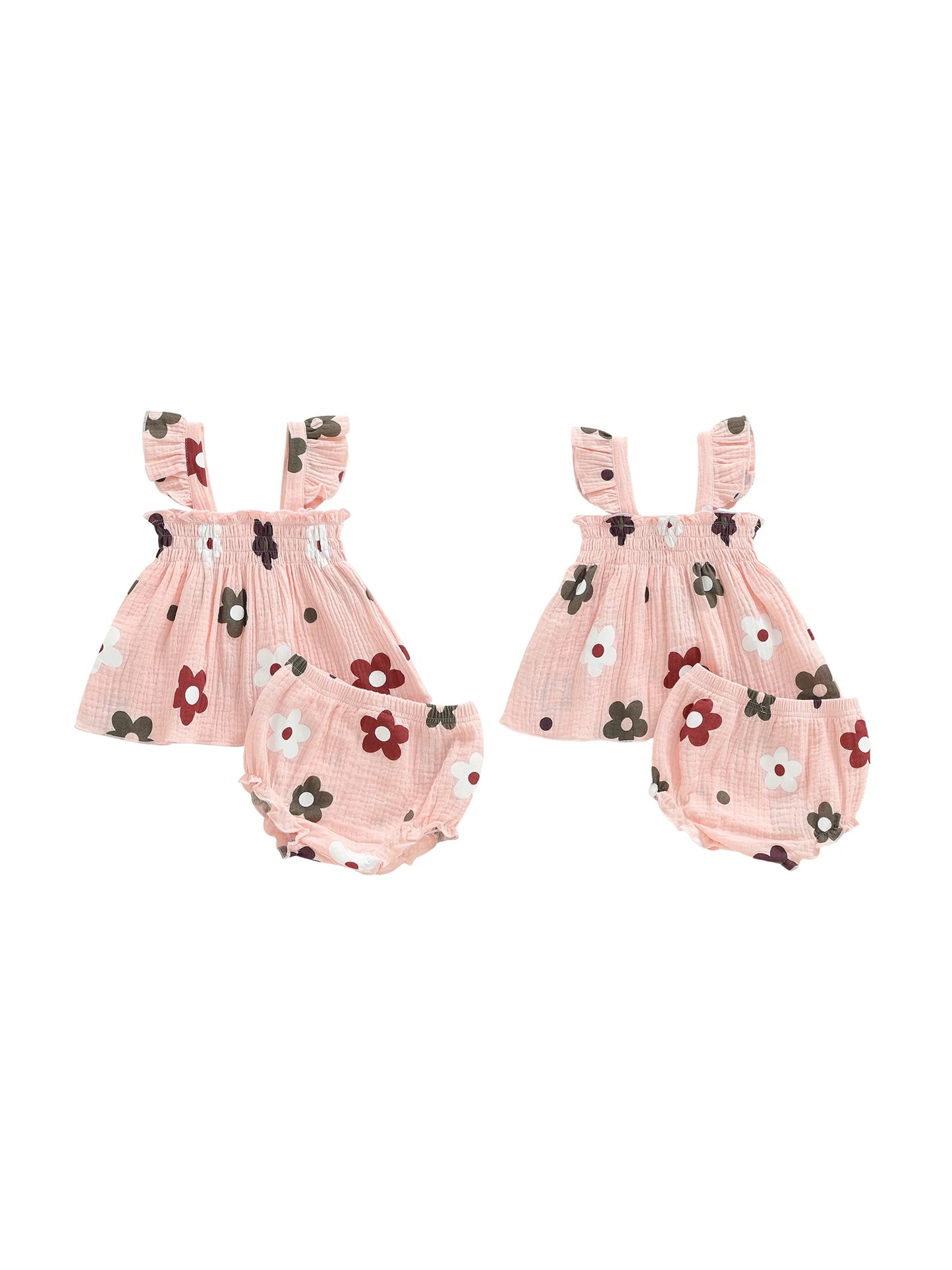 Toddler Girl Ruffle Sleeve Top and Shorts Set with Cute Floral Print - Adorable Summer Outfit for Little Girls