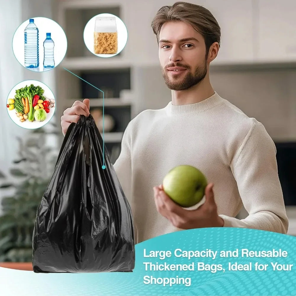 35 Pack 4 Gallon Trash Bags with Handle, Strong Black Garbage Bags for Kitchen Bathroom Office