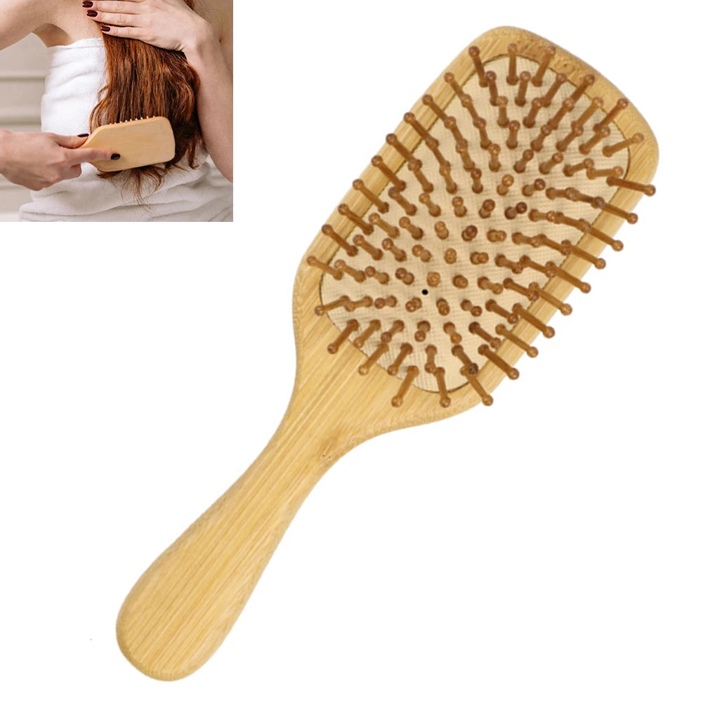 Detangling Hairbrush Bamboo Bristles Detangling Hairbrush Improves Hair Texture Massage Scalp Natural Wooden for All Hair Types