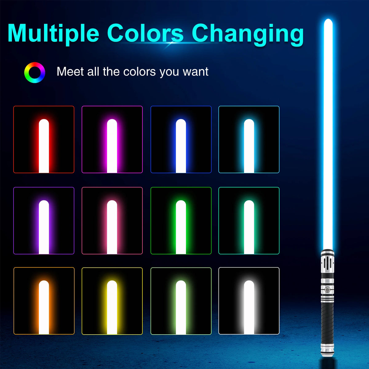 TXQSABER Lightsaber Neo Pixel Heavy Dueling RGB Color Changing Metal Hilt Smooth Swing Blaster Cosplay Jedi Light Sword Toys Kid