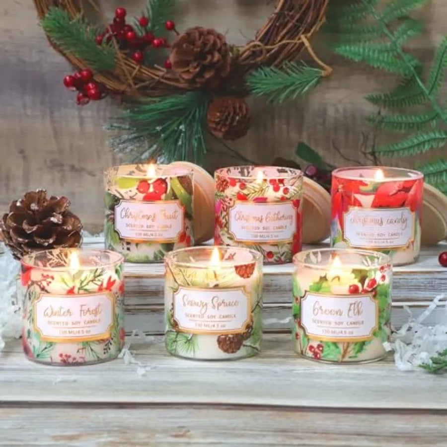 6 Pack Scented Candles with Lid Soy Wax Strong Fragrance Different Scent Clean Burn Long Time Aromatherapy Glass Jar Candles fo