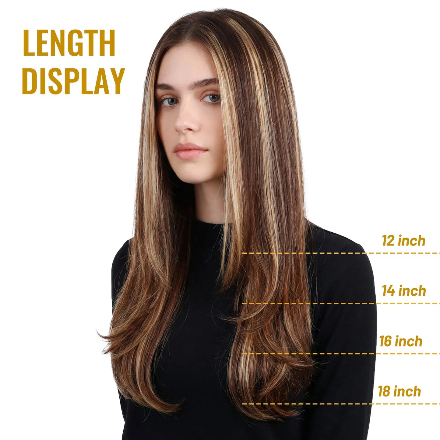 Clip in Remy Human Hair Extensions 7pcs 70g Double Weft 4/27 Chocolate Brown to Caramel Blonde Human Hair Clip ins for Women