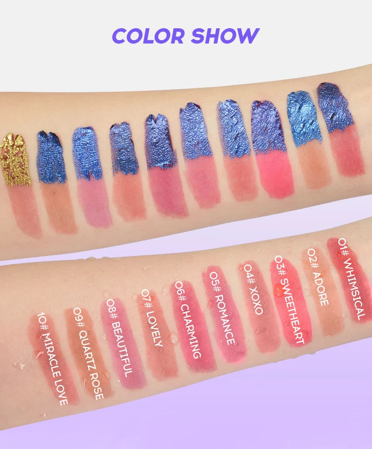 4-color lip gloss - easy-to-peel lip liner, comes with a lip brush, long-lasting and waterproof, glossy and full, highly pigment