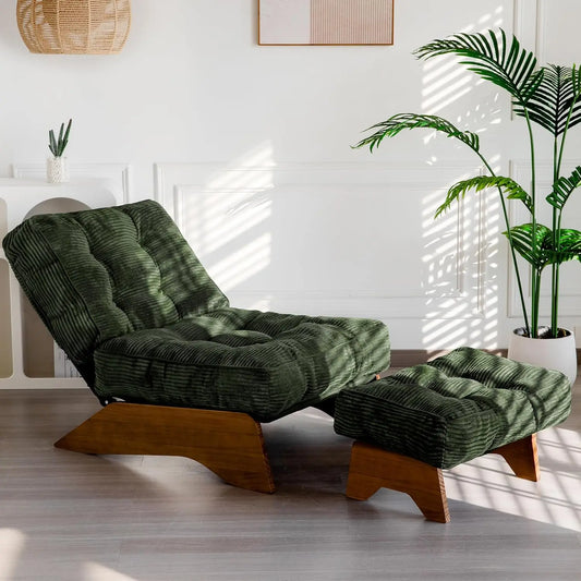 MAXYOYO Accent Chair with Ottoman Adjustable Backrest, Tufted Living Room Chair Upholstered Lounge Chair with Footrest Set, Mode
