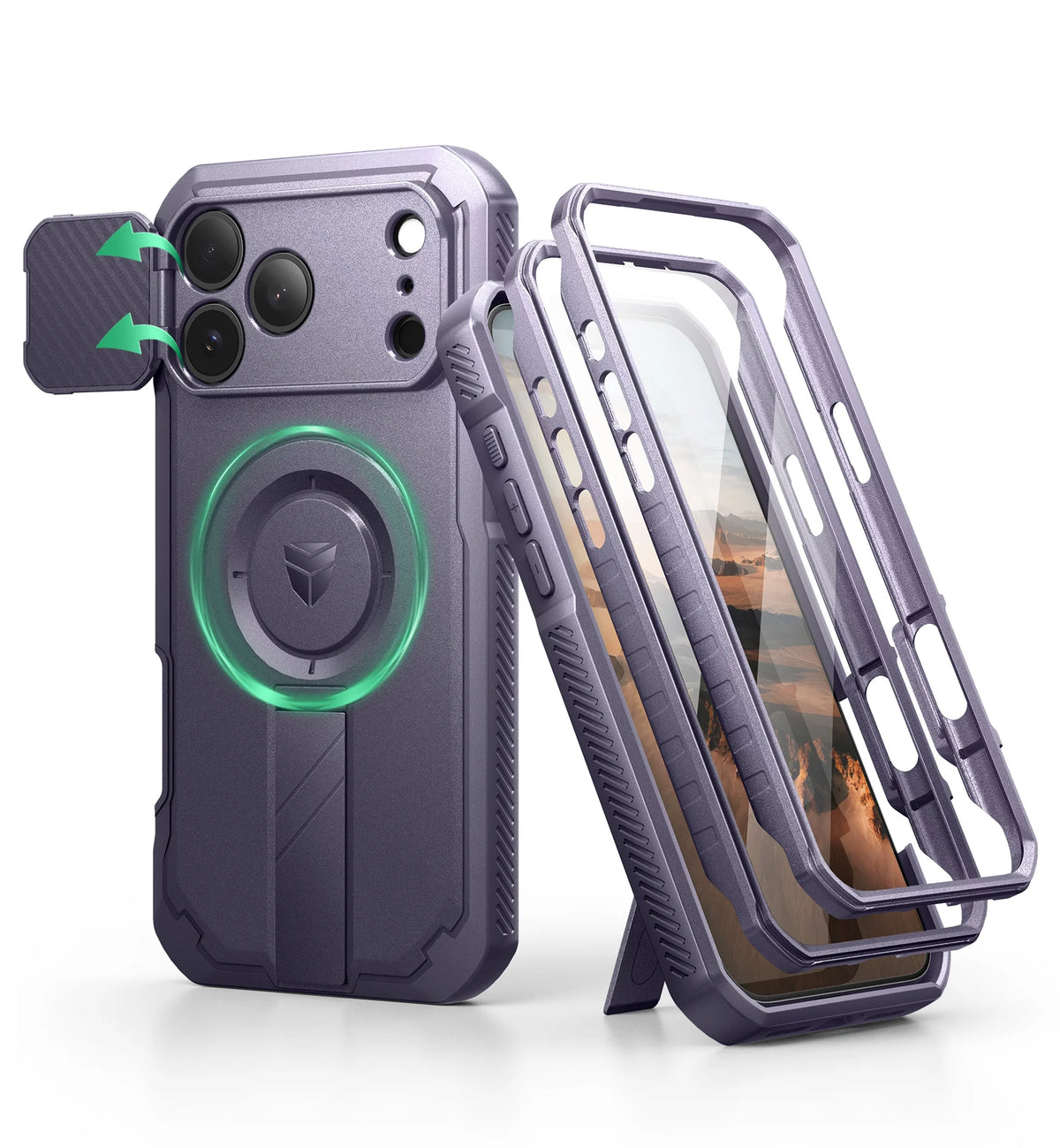 DEXNOR For iPhone 17 Pro Max Case with Camera Cover & Adjustable Kickstand Compatible With MagSafe Shockproof Magnetic Protective Cover