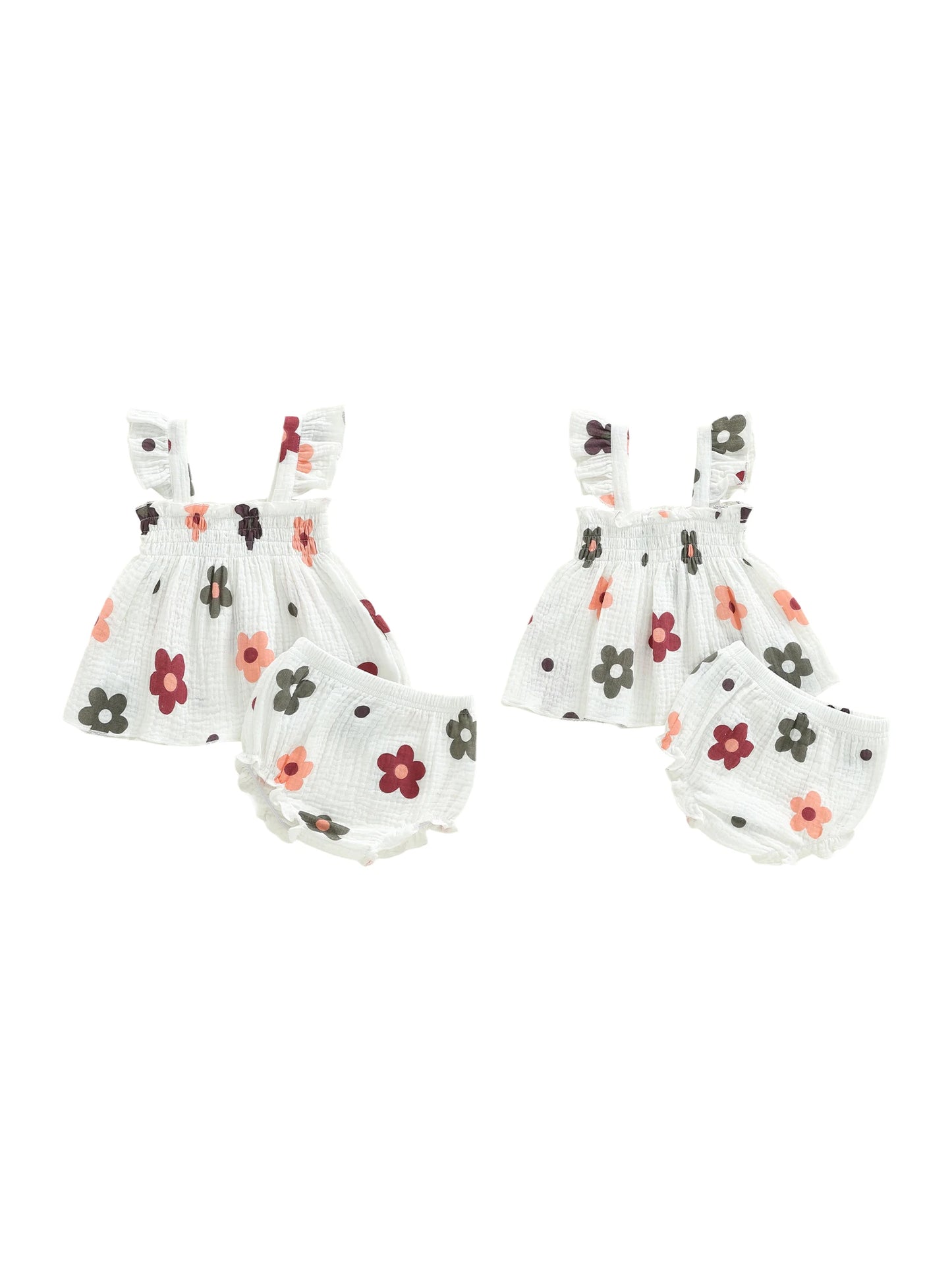 Toddler Girl Ruffle Sleeve Top and Shorts Set with Cute Floral Print - Adorable Summer Outfit for Little Girls
