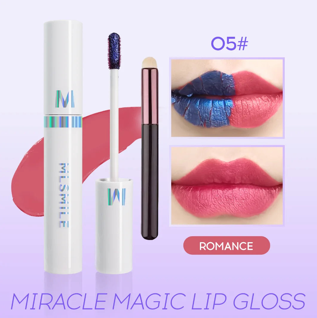 4-color lip gloss - easy-to-peel lip liner, comes with a lip brush, long-lasting and waterproof, glossy and full, highly pigment