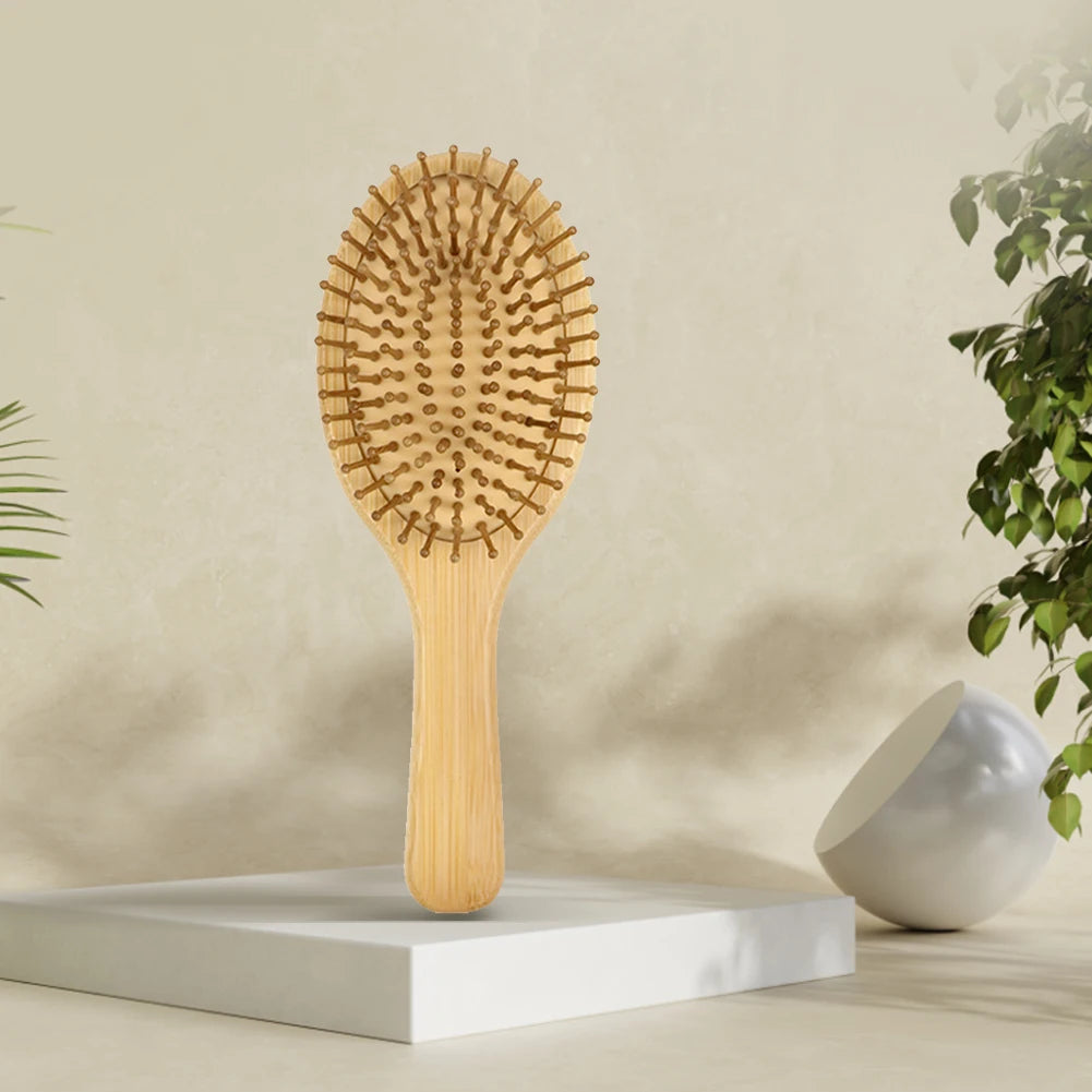 Detangling Hairbrush Bamboo Bristles Detangling Hairbrush Improves Hair Texture Massage Scalp Natural Wooden for All Hair Types