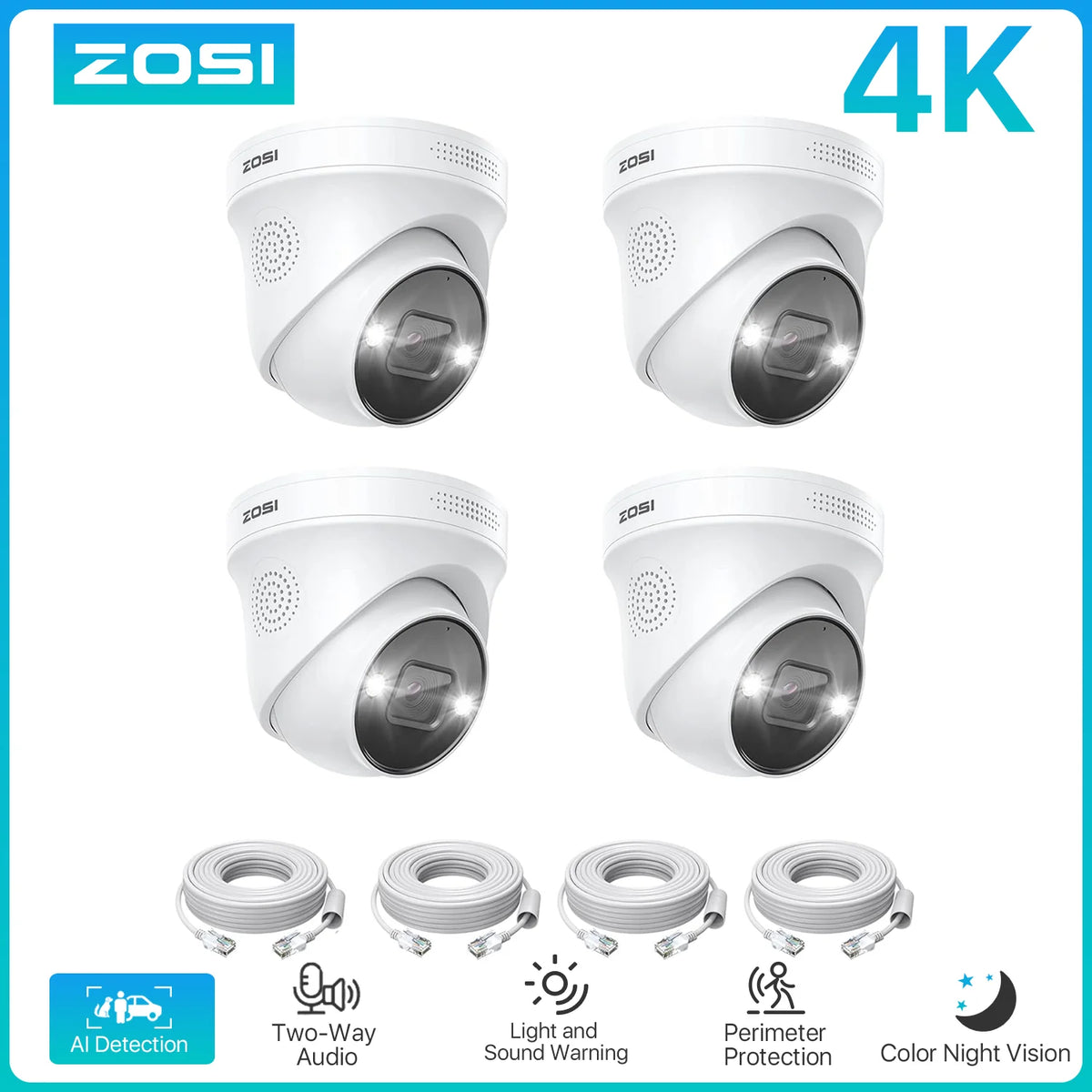 ZOSI 4K 8MP 5MP Add-on Camera for PoE Security Camera System, Work with ZOSI 8 Channel 16 Channel PoE CCTV NVR