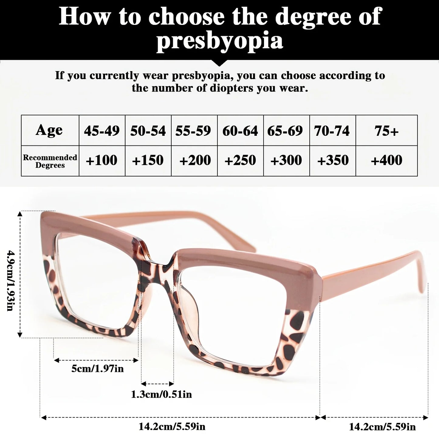 8 pairs of stylish rectangular reading glasses, vintage print contrasting design, high-quality spring hinges, women's Christmas gifts
