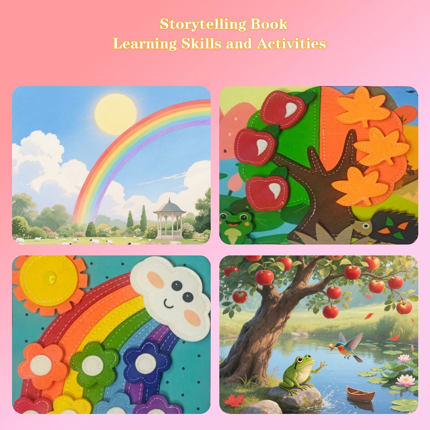Children's baby Early Education Intelligence Learning baby Toys Felt Learning Board, Busy Board, Busy Book, Cloth Book, Including Life Skills, Alphabet, Numbers, Shapes Colors, Animals, Weather, Toddler Travel Toys, Birthday