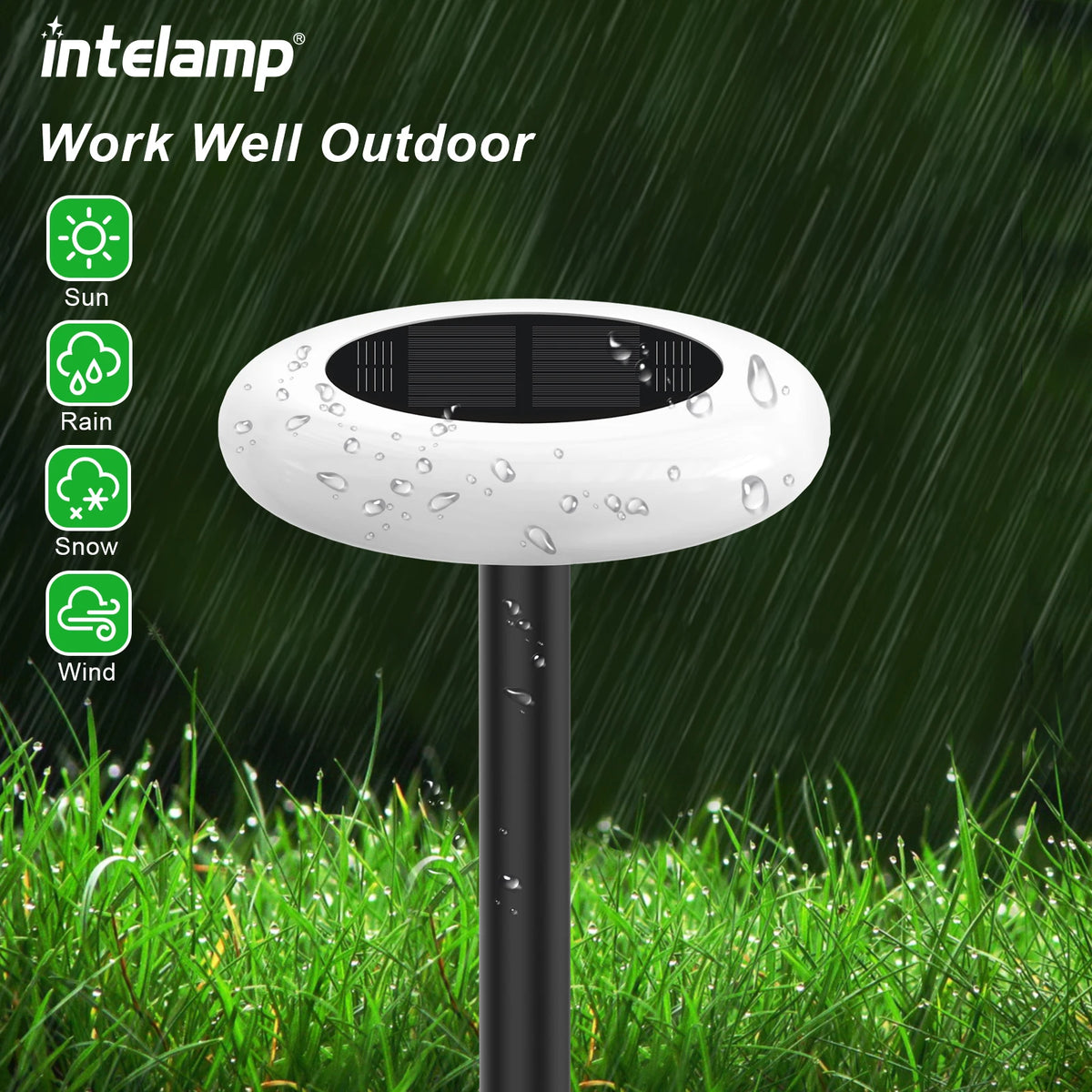 intelamp Colorful 2 Pack 6 Pack Outdoor Solar Light Lawn Pathway Garden Light Dusk to Dawn For Landscape Walkway Patio Yard Lawn