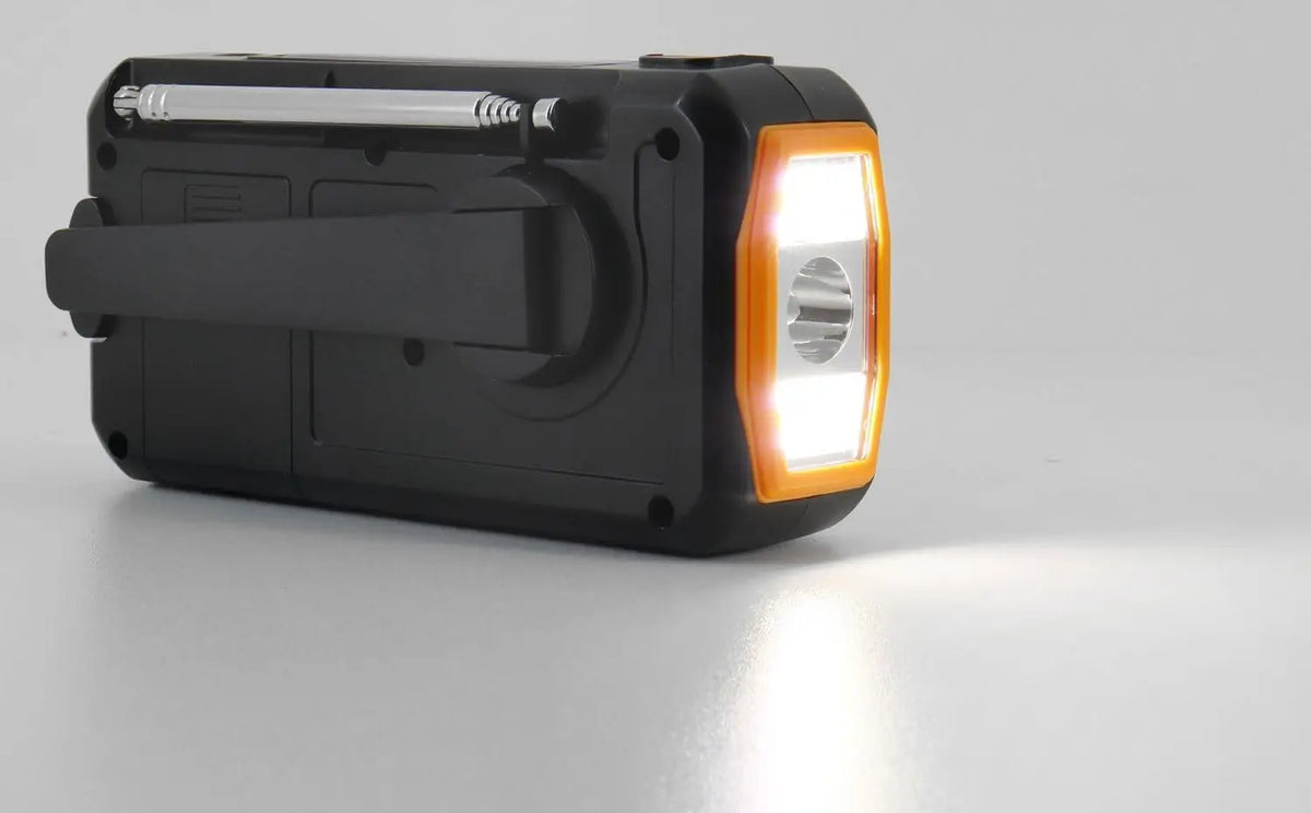 4000mAh Emergency Portable Solar Power Radio with Hand Crank Charging AM/FM Weather Radio LED Flashlight Bank Phone Charger