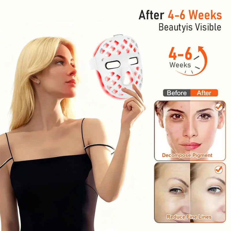 5D Red Light Therapy 8 Colors Portable LED Mask Face Photon Infrared Therapy Mask for Skin Rejuvenation Anti-Aging Wrinkles