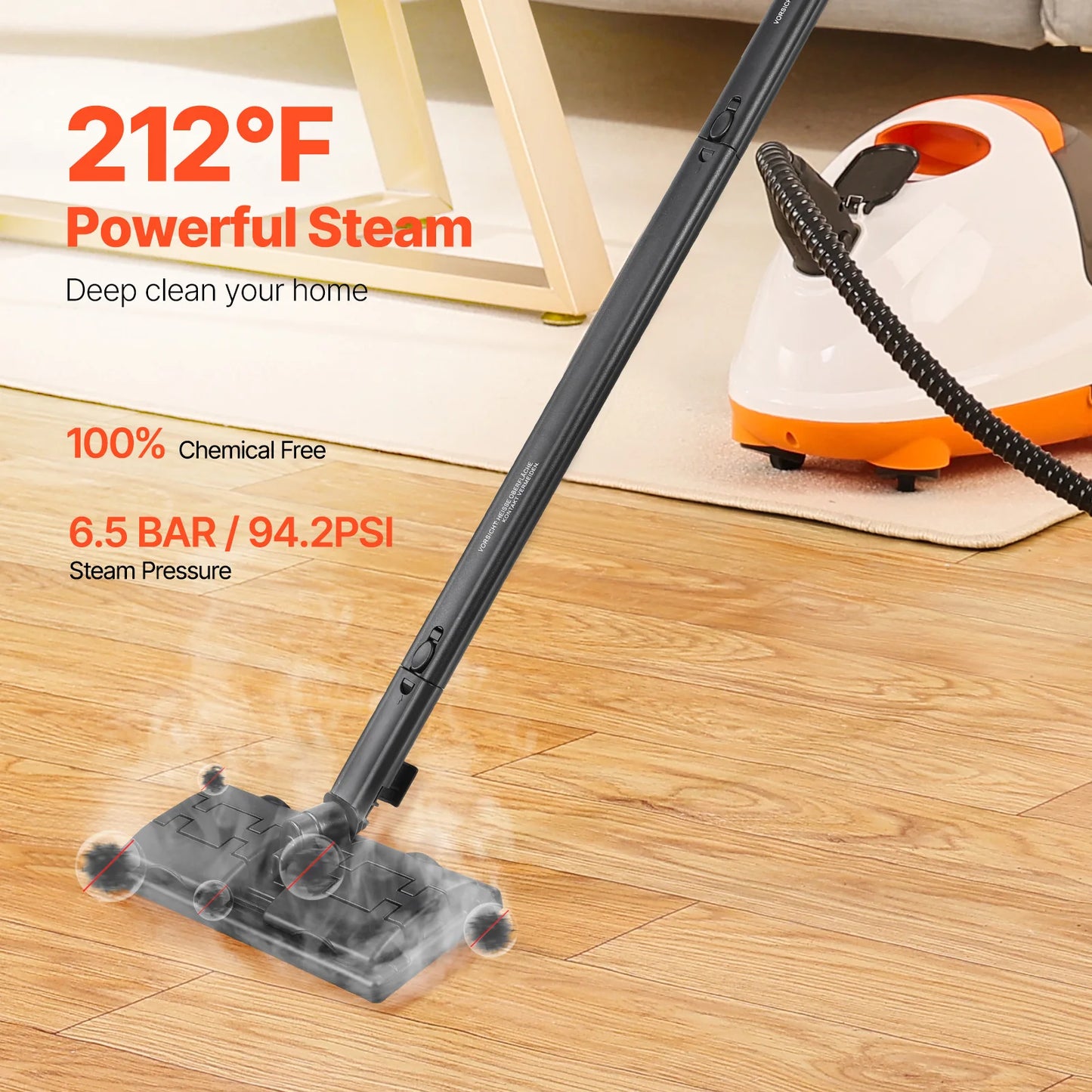 SucceBuy Steam Cleaner Multipurpose Powerful Steamer w/ 84.55oz Tank & Portable Handle for Grout Tile Floors Appliances Home Car