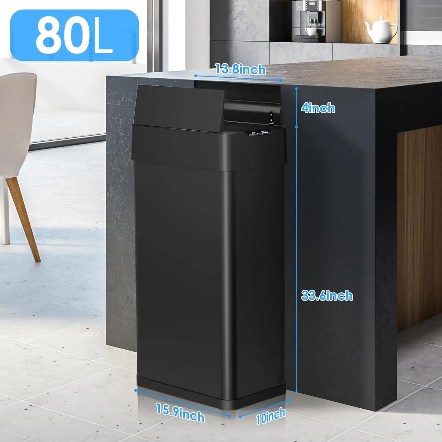 21.1 Gal Automatic Trash Can, 80L Stainless Steel Motion Sensor Garbage Bin, Touchless Brushed Wastebasket,Customized