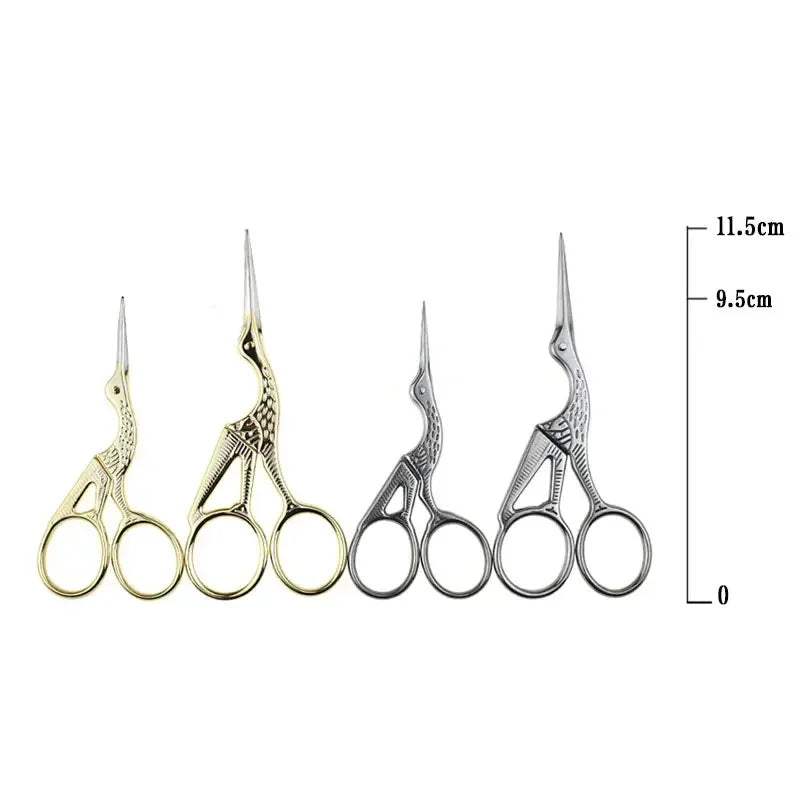 1pc Retro Crane Shaped Eyebrow Trimmer Scissors Nose Hair Vintage Facial Makeup Scissors Stainless Steel Nail Manicure Tools