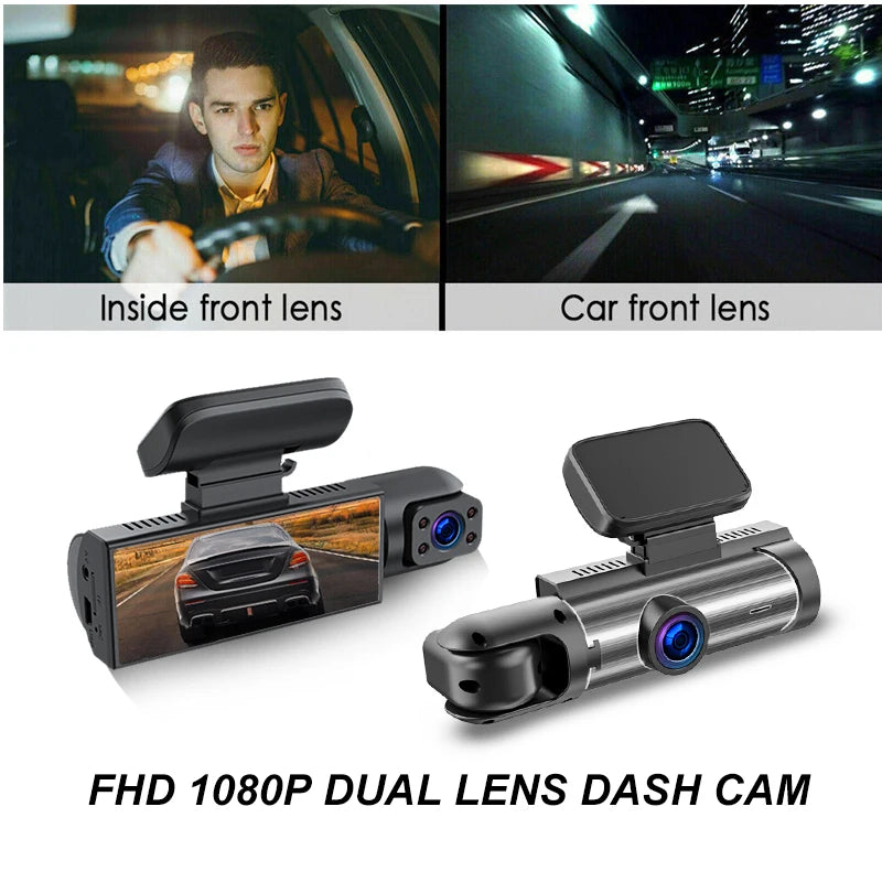 ZNLYRION  Full HD 1080P Car Dashcam Front+Interior+Rear Camera 130° Wide Angle Night Vision G-Sensor Parking Monitor Car Driving Recorder
