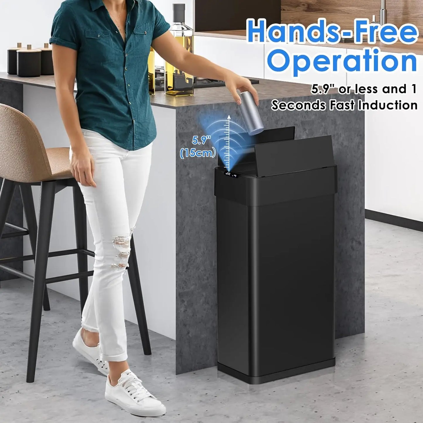 21.1 Gal Automatic Trash Can, 80L Stainless Steel Motion Sensor Garbage Bin, Touchless Brushed Wastebasket,Customized