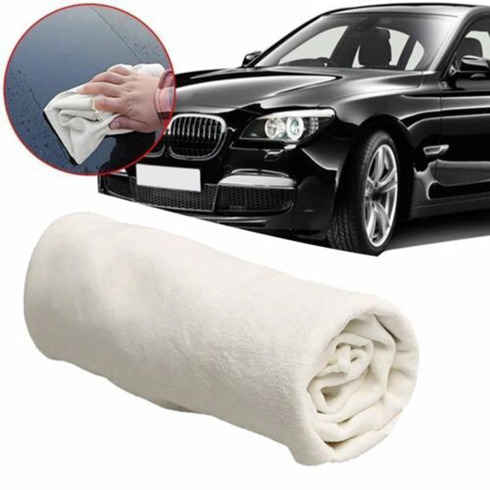 Car Cleaning Cloth Chamois Leather Absorbent Drying Towel Natural Car Wash Cloths Elastic for Car Washing Maintenance
