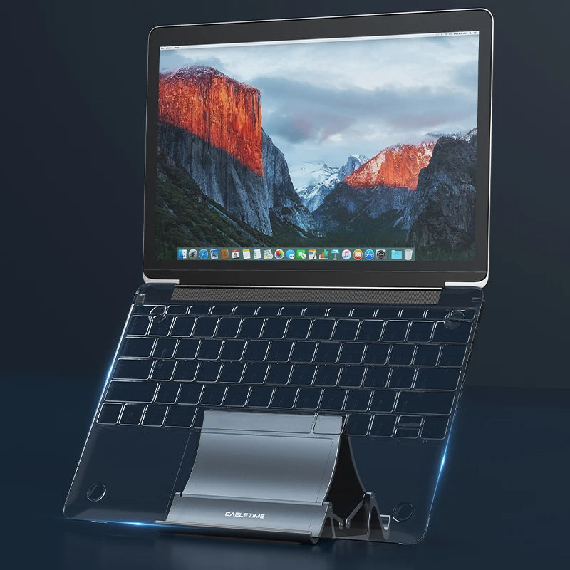 CABLETIME 3 IN 1 Vertical Laptop Stand Automatic Shrinkage Sillca Gel Anti Shaking for Laptop Tablet iPad Pro