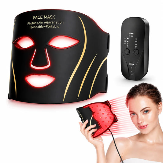 7 Colors LED Light Therapy Mask, Multicolor Phototherapy f for Painless Skin Renewal, Ergonomic Design with Protective Eye Pads, Portable Beauty Device