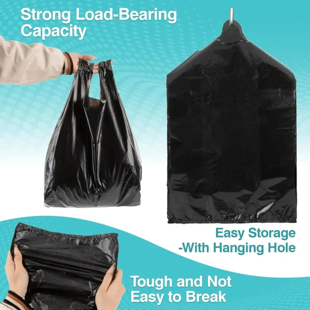 35 Pack 4 Gallon Trash Bags with Handle, Strong Black Garbage Bags for Kitchen Bathroom Office