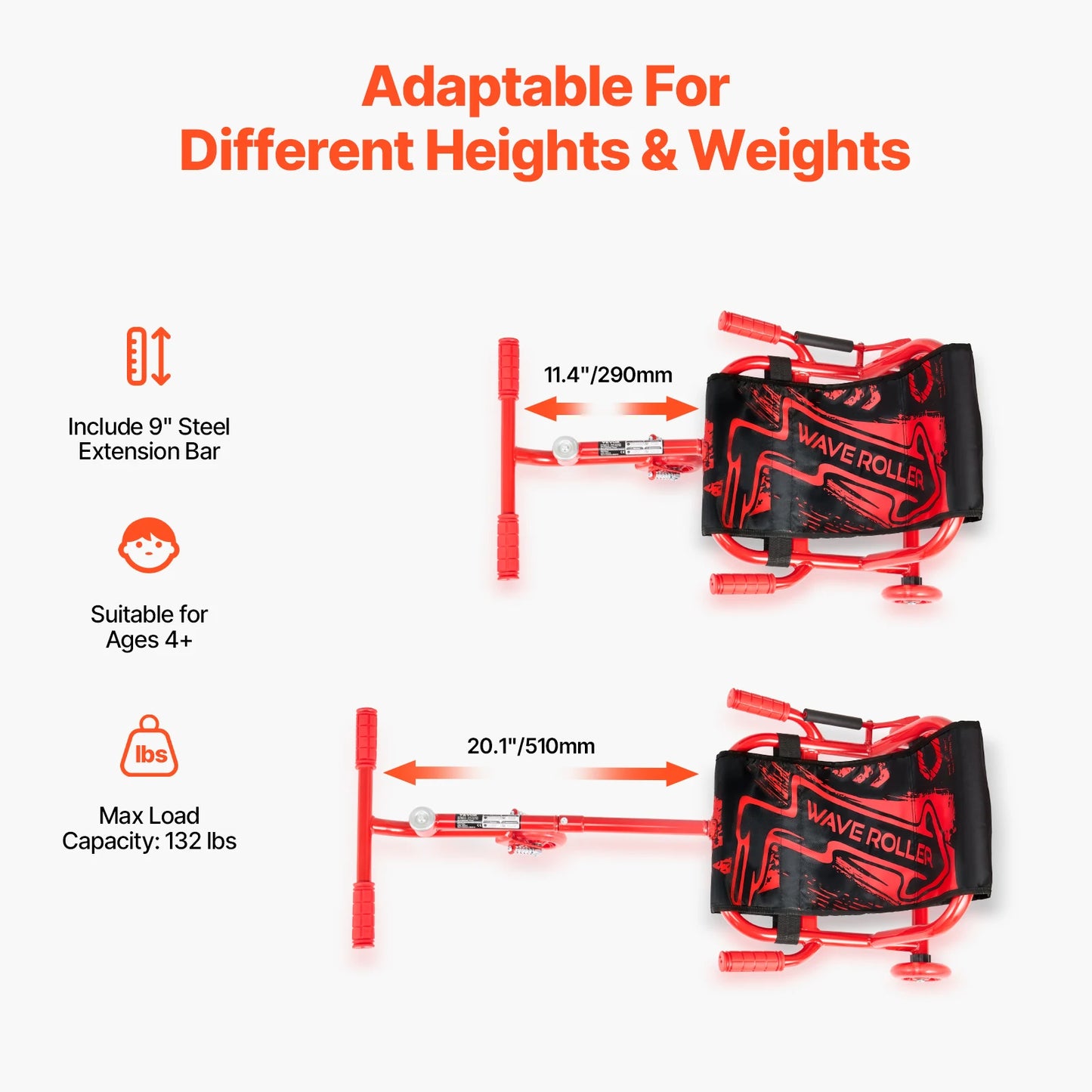 SucceBuy 132/198lbs Kids Ride on Scooter Swing Side-to-Side Powered by Zig-Zag Motion Drifting Outdoor Sport Toys for Child Gift