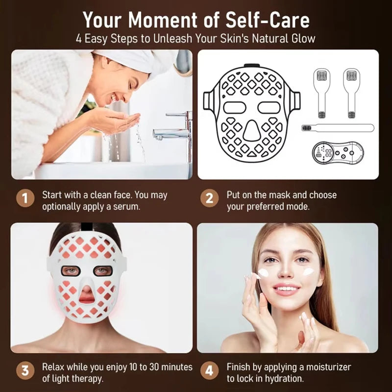 5D Red Light Therapy 8 Colors Portable LED Mask Face Photon Infrared Therapy Mask for Skin Rejuvenation Anti-Aging Wrinkles