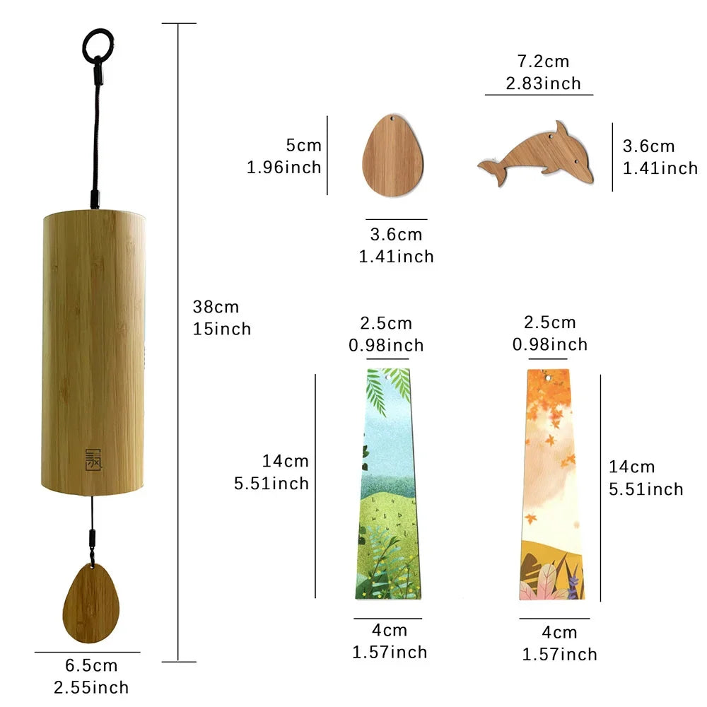 Bamboo Wind Chimes Outdoor Garden Patio Decoration Yard Pendant Meditation Relaxation Chord Windbell Craft Music Aeolian Bells