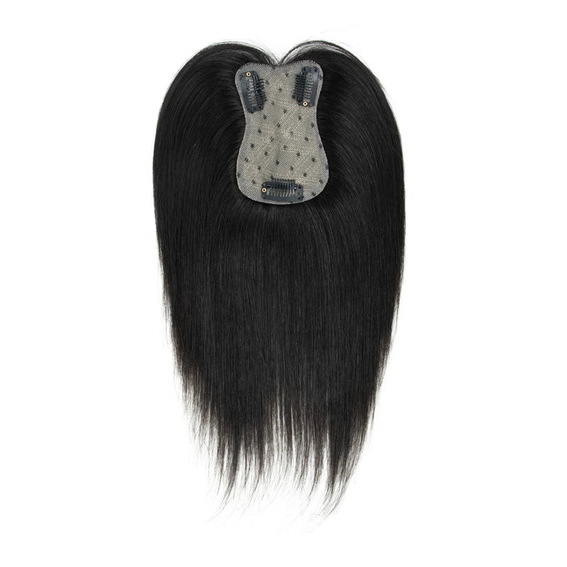 100% Human Hair Toppers with Clips Machine Remy Natural Topper Hair High Quality One Piece Toppers for Women Daily Thin Hair