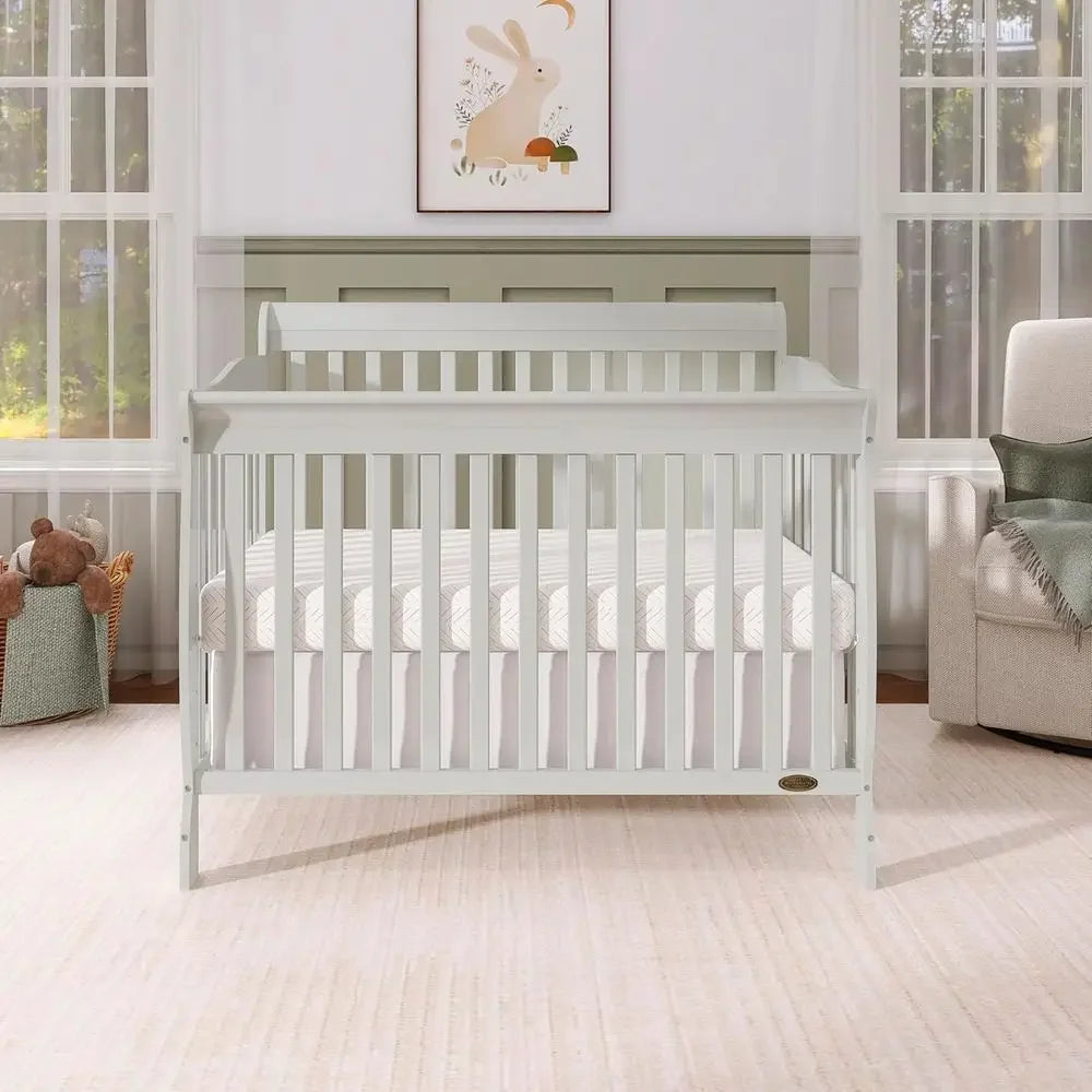 Convertible Crib in Grey with 4 Mattress Height Options, Greenguard Gold Certified, Non-Toxic Finish, Solid Pinewood Constructio