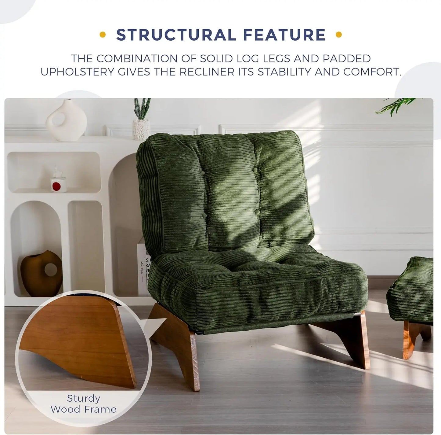 MAXYOYO Accent Chair with Ottoman Adjustable Backrest, Tufted Living Room Chair Upholstered Lounge Chair with Footrest Set, Mode